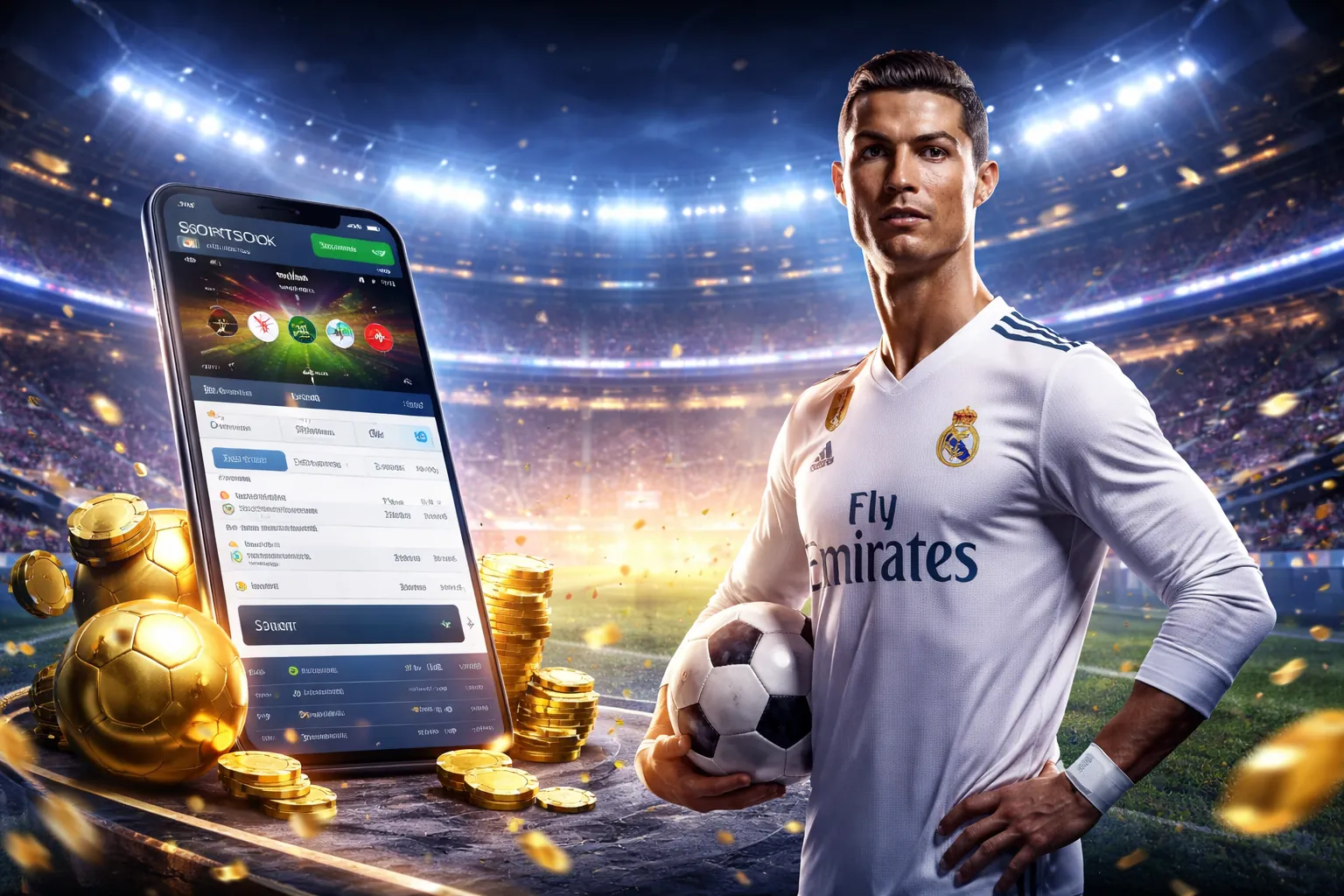 Sân vận động bóng đá với giao diện cá cược Winbet79